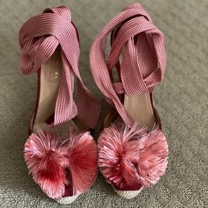 Aquazzura Sunshine Pom-Pom Espadrille Wedges